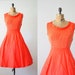 50s dress - vintage 1950s orange dress - 50s orange beaded dress
