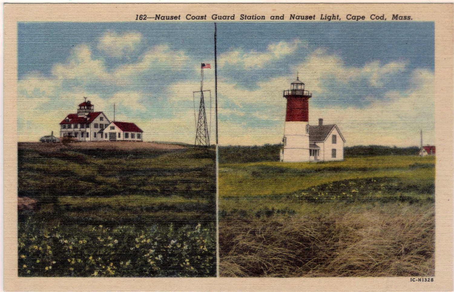 Vintage Cape Cod Postcard Nauset Light and Coast Guard