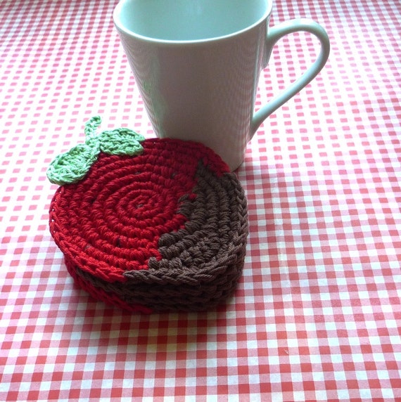 Crochet Pattern Crochet Strawberry Pattern Crochet Coaster