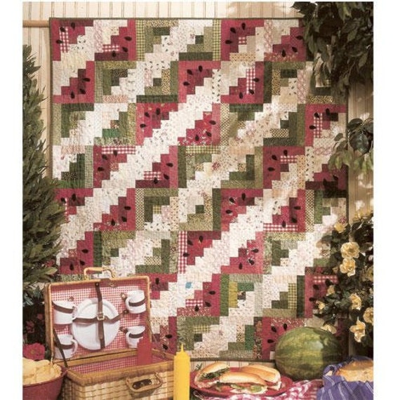 watermelon-picnic-log-cabin-quilt-pattern-by-black-mountain