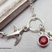 Bird Necklace With Initial And Swaovski Crystal Bezel Of Your Choice Sterling Silver Chain