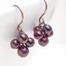 Garnet and copper earrings, dark red garnet earrings, copper jewelry