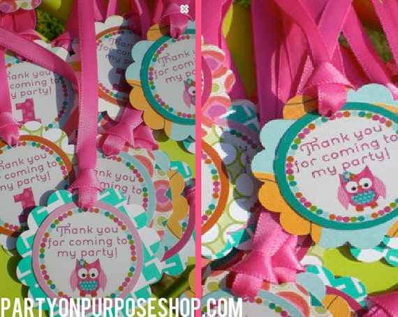 Owl Birthday Party Thank You Favor Tags - The Mallary