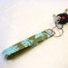 Wristlet Key Fob Joel Dewberry Fabric Wildflowers Sage Green Aqua Blue Keychain Keyring Fob