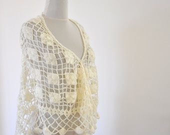 Crochet Shawl Weddings Shawl Ivory Mohair Delicate Chic Romantic