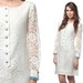 60s Lace Dress Mod Mini White 1960s Shift Sixties Vintage Wedding Sheer Sleeve Dreamy Cocktail Button Up Party Formal MiniDress Small Medium