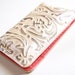 Leather iPhone 3 or 4 Wallet in Floral Embossed Ivory