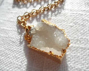 Druzy necklace - white druzy necklace -gold necklace - druzy and gold - D R U Z Y 195