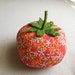 Red Orange Floral Tomato Pincushion