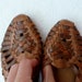 Vintage Woven Leather Sandals Flats Brown Summer Size 6