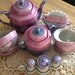 SALE-15% - 12 Piece Opalescent Lavender Pink Tea Set with Condiment Set