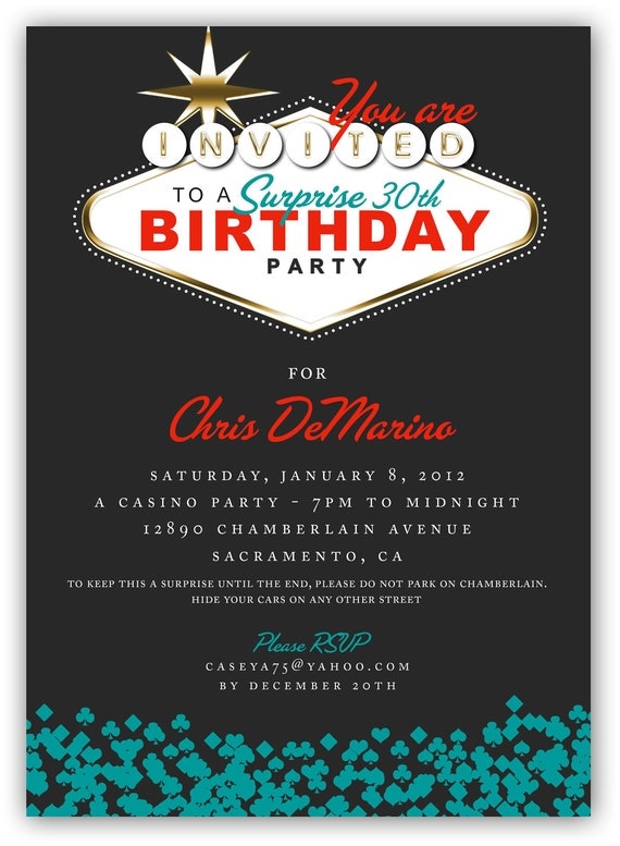 Las Vegas Themed Birthday Invitations 2