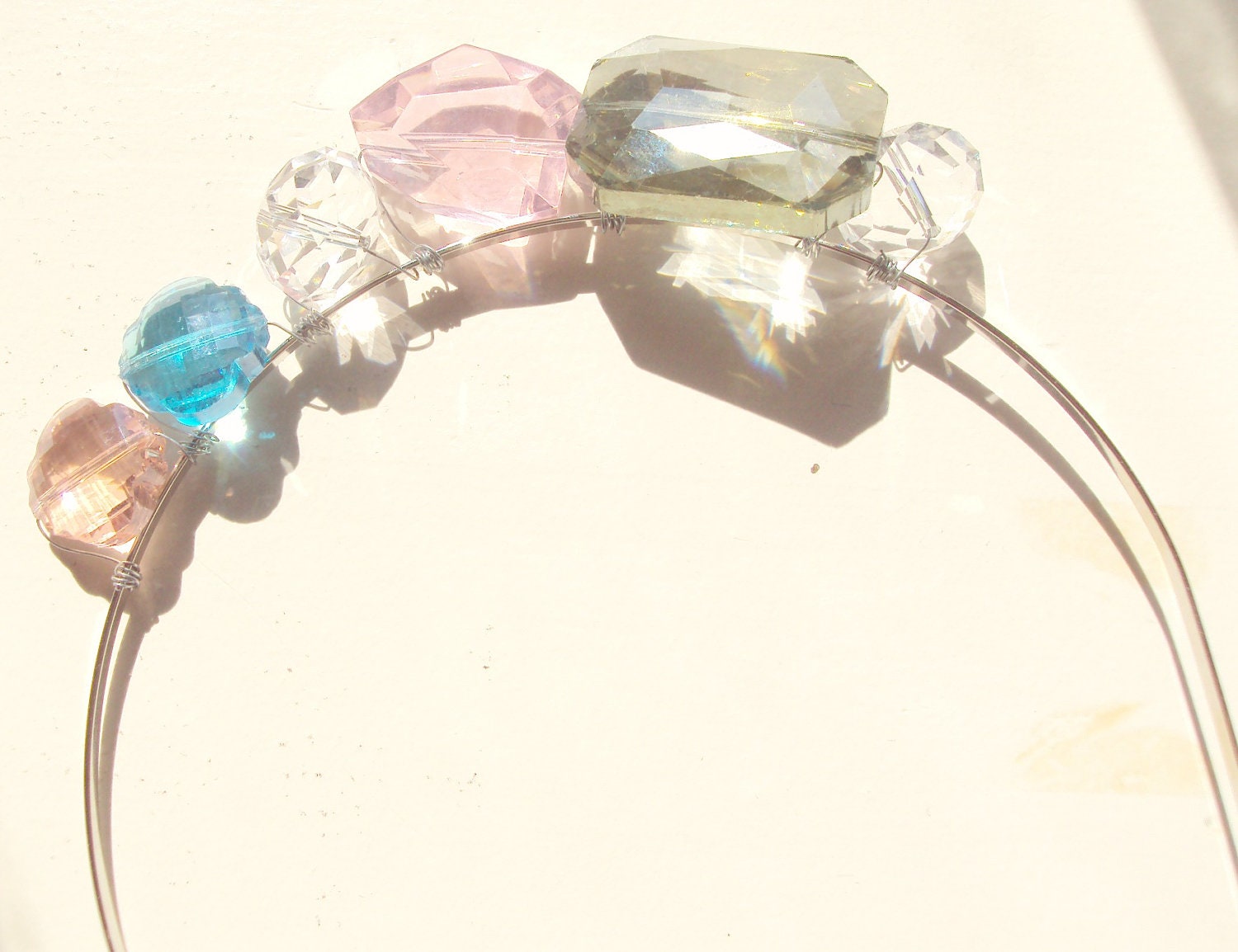 clear gem jewel tiara headband with 6 stones by tuftclothing
