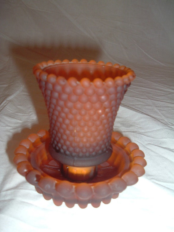 Items similar to vintage amber glass candle holder on Etsy