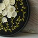 Secret Garden - White Flowers on Black Linen Embroidered Wall Decoration