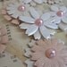 flower stickers, embossed pearlized dimensional stickers pink pearls paper wedding