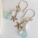 Sterling Silver, Aqua Chalcedony, and White Freshwater Pearl Earrings - Wish