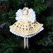 Crocheted Angel Holiday Christmas Tree Ornament - Mildred in Yellow - Free Shipping