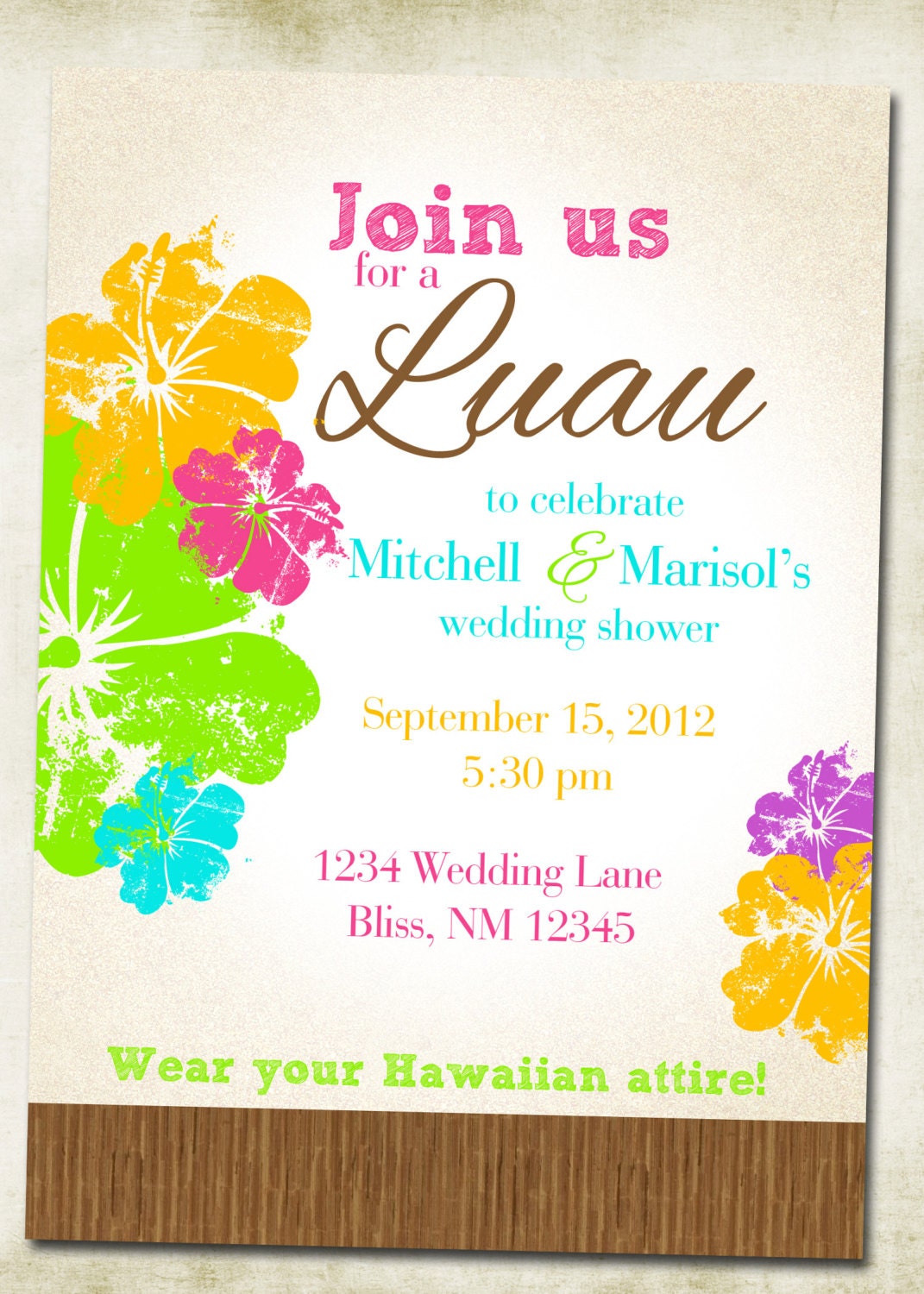 Luau Hawaiian Themed Invitation