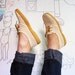 Vintage 1950s-60s Cream Colored Mesh Oxford-like Flats Size 6