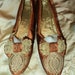 Antique French Silk Lace Madame Shoes Marie Antionette Regal Bows Late 1800s 19th C Rare