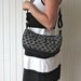 Cross Body Pleated Purse in Black and White tiles with Black Denim - ready to ship