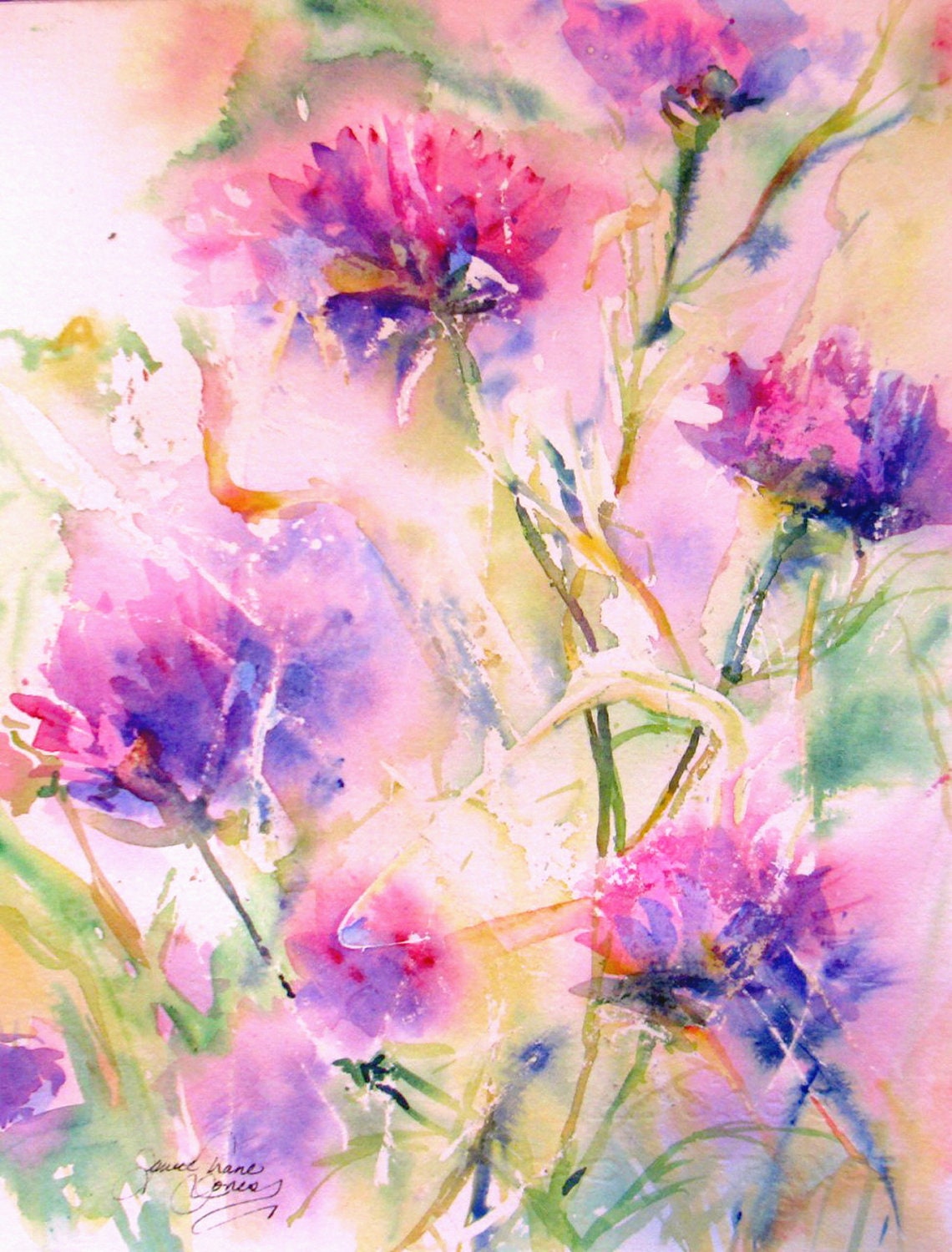 Abstract Flower Original Watercolor Painting Modern Abstract Flower Original Watercolor Painting Modern