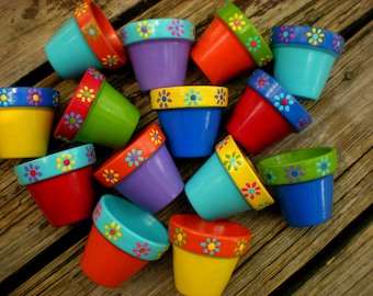 Painted Flower Pots - Small Flower Pots - Kids Events - Succulent Planters - Seed Planting Party