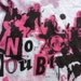No Doubt t-shirt purse. Tote bag handmade from upcycled t-shirt. White and pink.