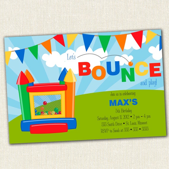 Let's Bounce & Play Birthday Party Invitation