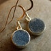 Charcoal Grey Druzy Earrings - Geode Earrings - Sterling Silver