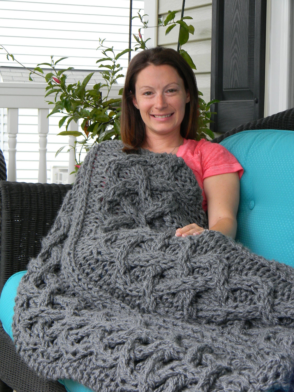 Big Chunky Cable Knit Blanket Pattern Only permission to