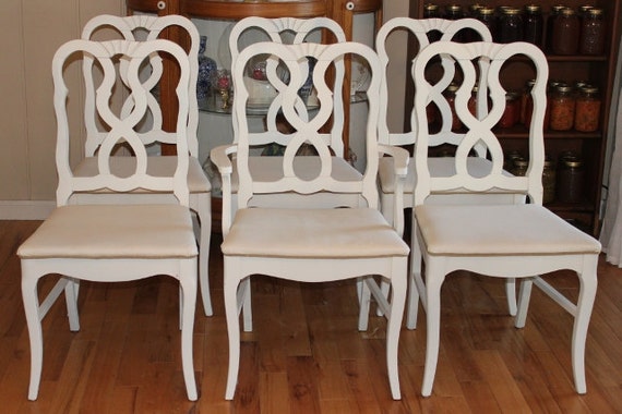 6 French Country Dining Chairs Painted White And Newly