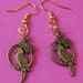 Bronze Parrot Bird Charm Earrings Cool Bird Ancient Cute Vintage