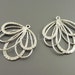 1239-MR (BULK 6 pcs) Matte rhodium plated feather fan pendants