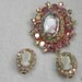 Juliana Cameo Brooch Earrings Pink AB Rhinestones