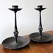 Hand wrought iron candlestick holders arts and crafts era