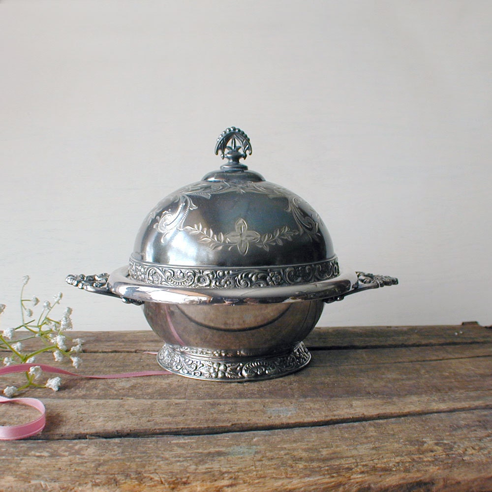 Victorian Silver Butter Dish Server Wilcox