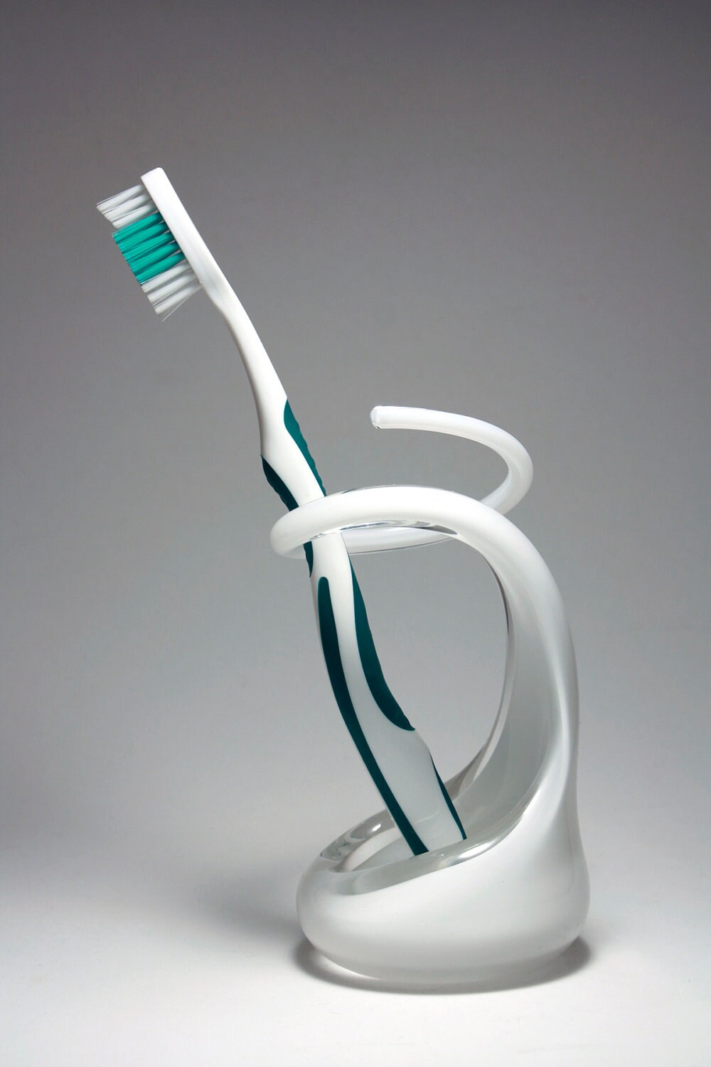 White Glass Toothbrush Holder c