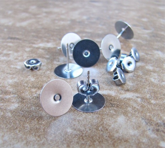 500 pcs 10mm Surgical Stainless Steel Flat Pad Earring Posts
