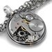 Steampunk Necklace - Rhinestone Flower & Vintage Watch Movement - Long Chain Necklace