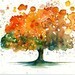 Happy tree Original watercolor painting 10x8inch