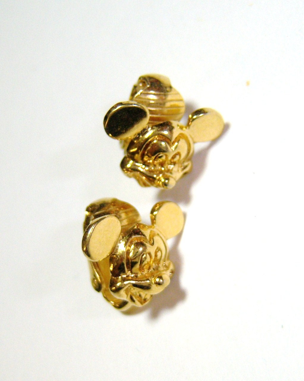 vintage Disney Mickey Mouse gold tone clip on earrings