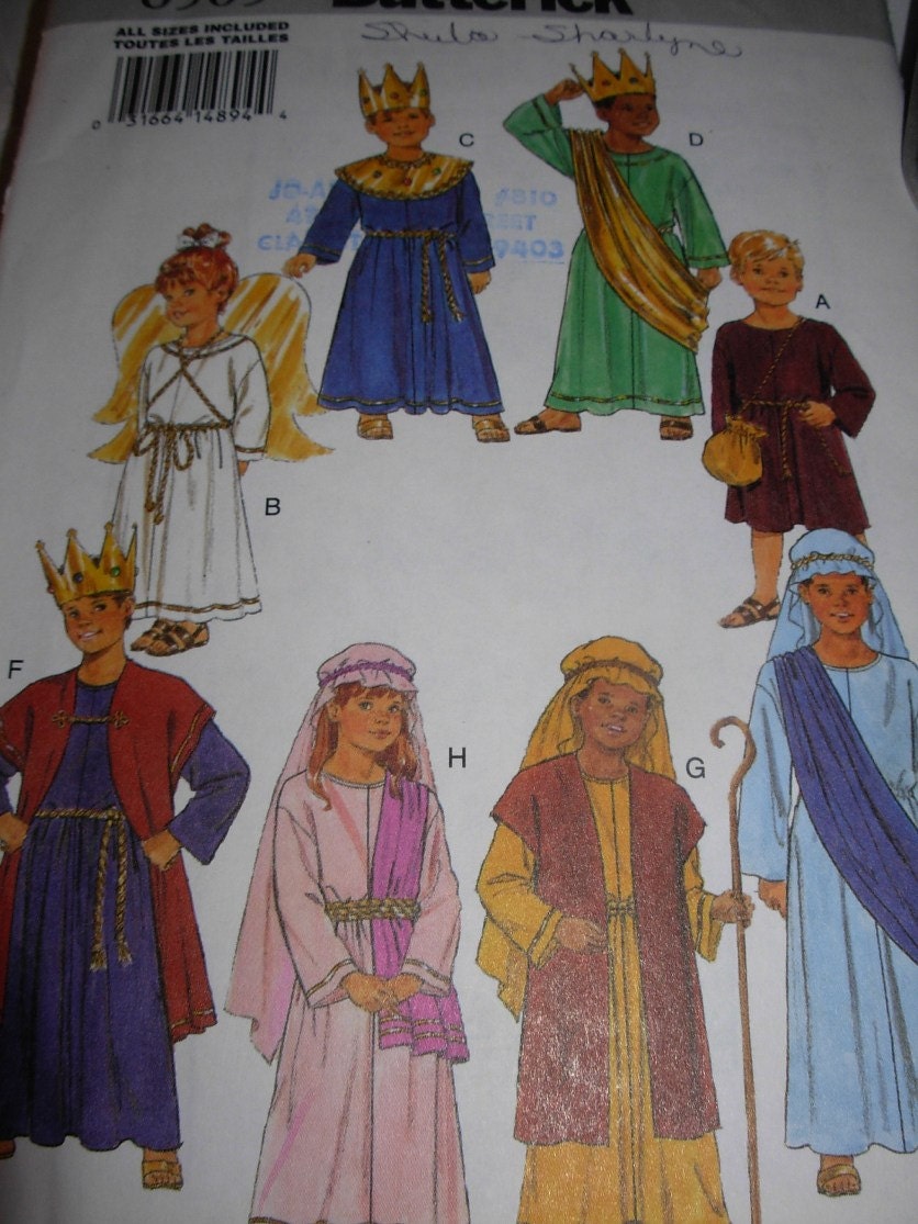 Butterick Bible Costume Pattern for Children Sizes 4 6 8