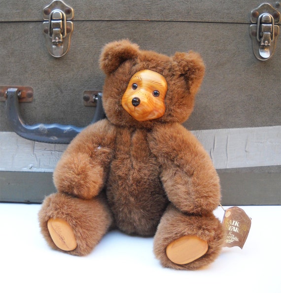 Vintage Teddy Bear by Raikes Bears with Wooden Face