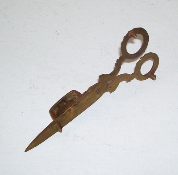 Antique Brass Footed Cigar Cutter Scissors Men's Club