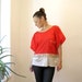 Red silk color block blouse - OOAK - Medium / Large - One Size fits all - Upcycled vintage / Simone's Rose Sandbox collection