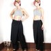 90s Asian Minimalist Kilt Layered Leather Waistband High Waist Pants (S/M)