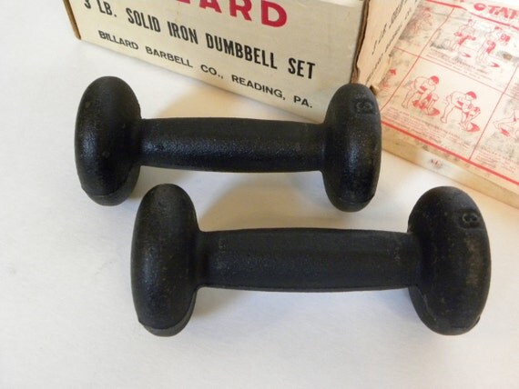 Vintage 1960s Billard Hand Weights Set of two cast iron