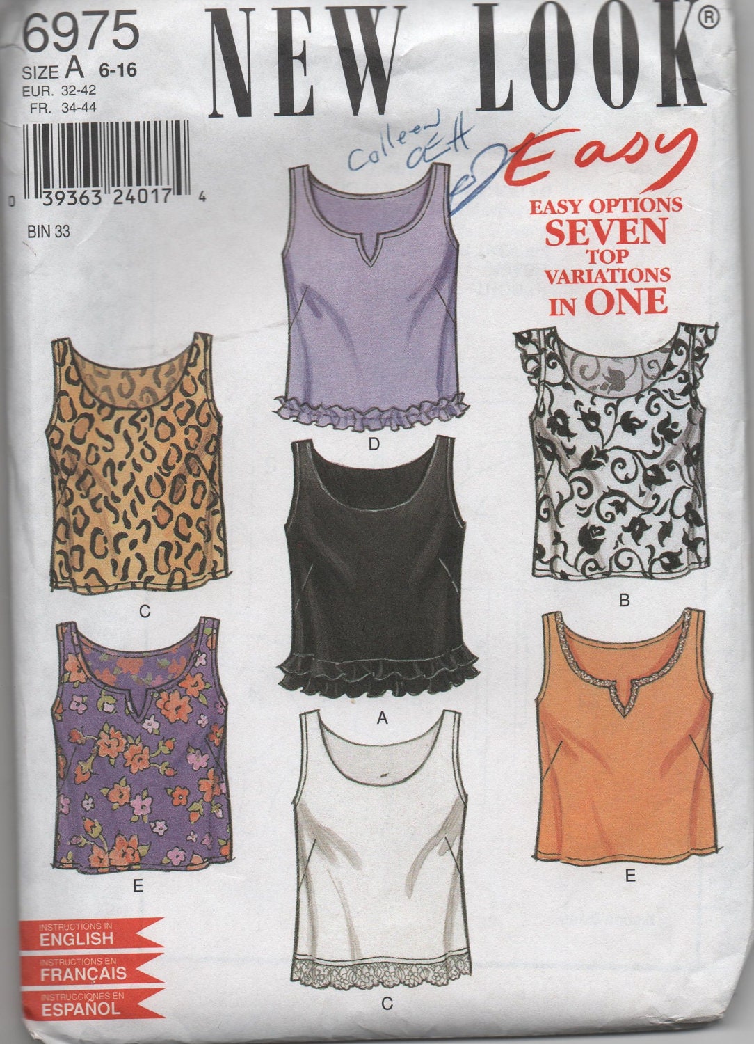 Ladies Top Pattern By New Look Easy to Sew